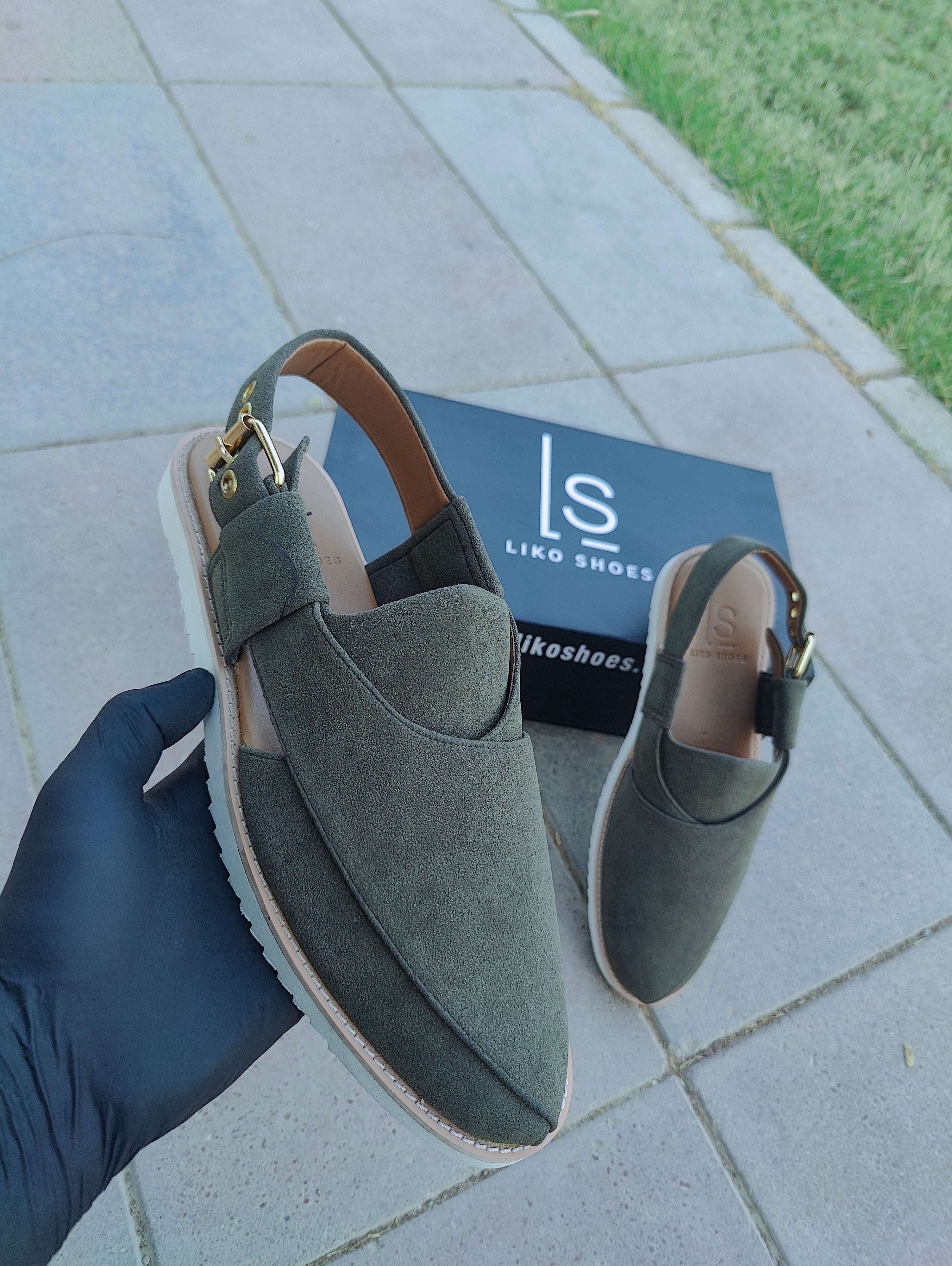 olive green sued peshawari