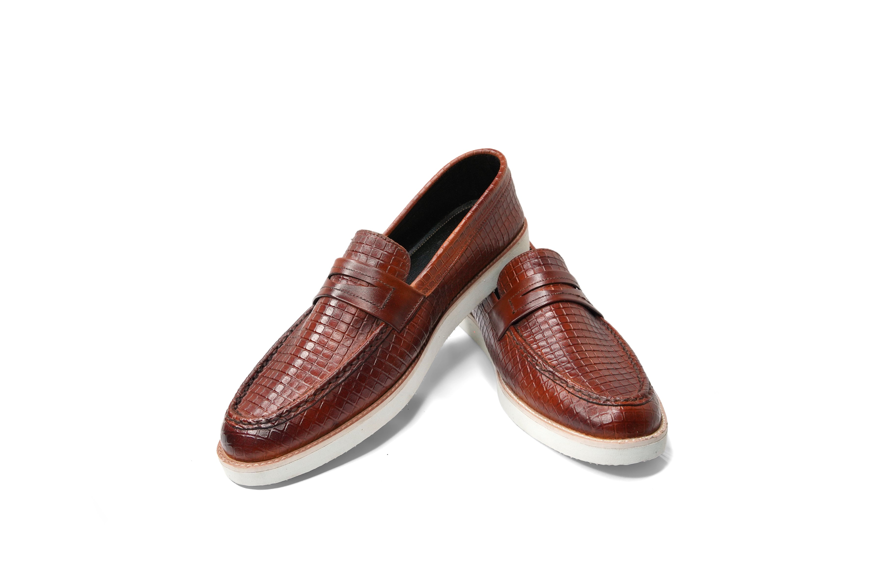 Square Textured Cut Loafers